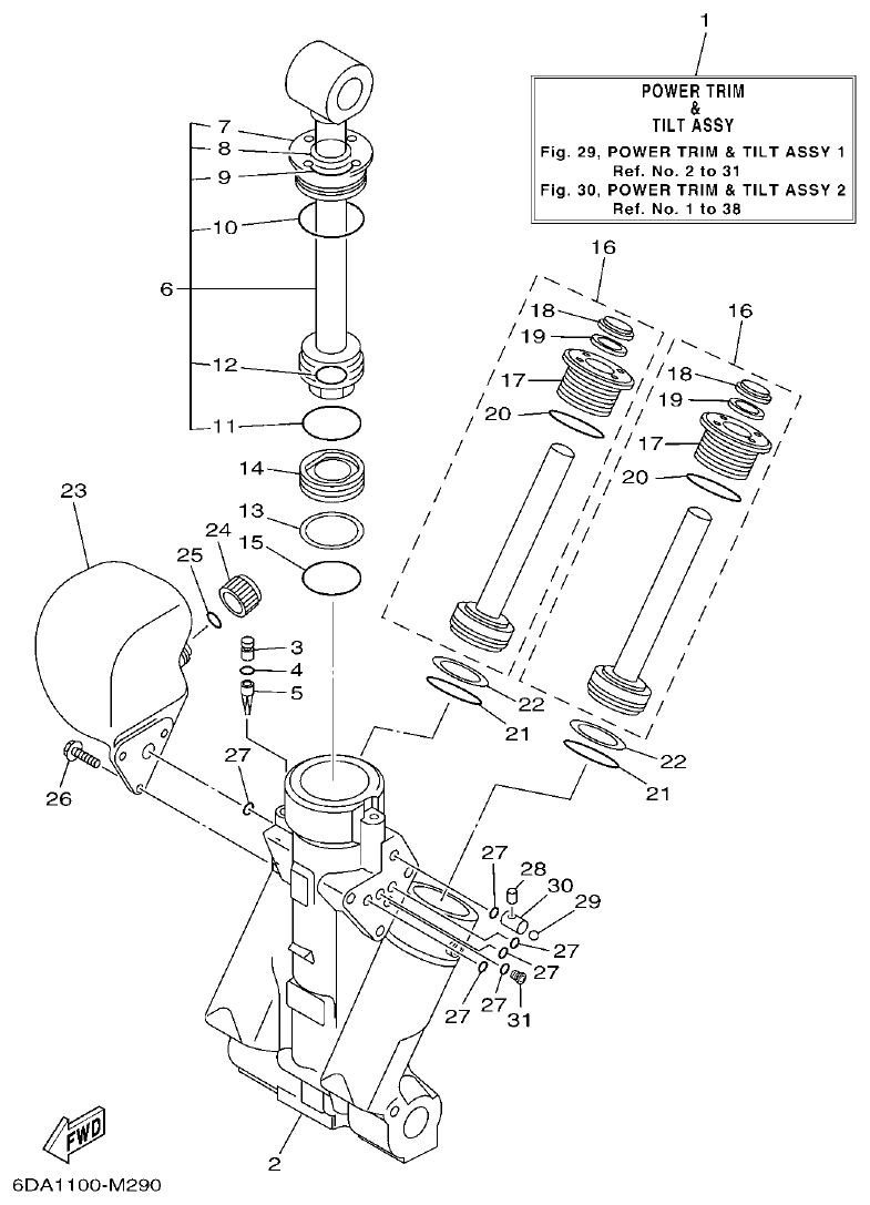 Yamaha 20 POWER TRIM & TILT ASSY 1 parts diagram